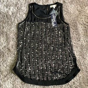 NWT Olive & oak beaded top
